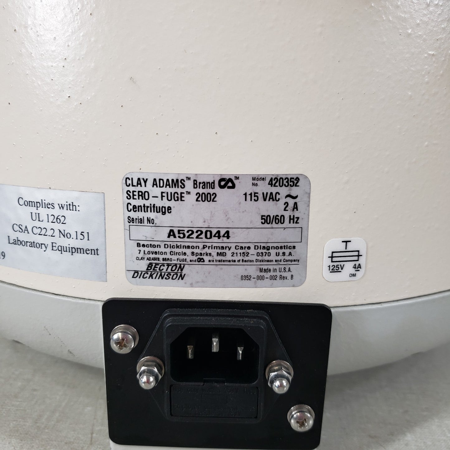 Tested Works Clay Adams BD Sero Fuge Centrifuge DOM 2002 420352 W/ 12 Rotor