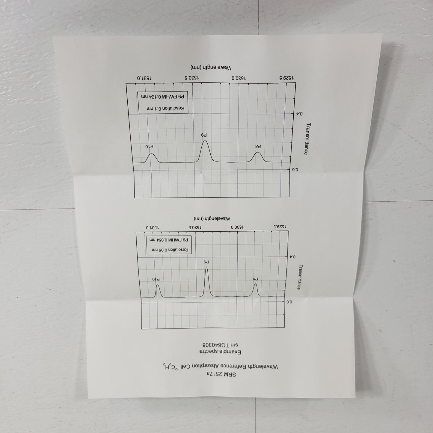 NIST SRM-2517a Hi-Res Wavelength Calibration Reference 1510-1540nm Acetylene