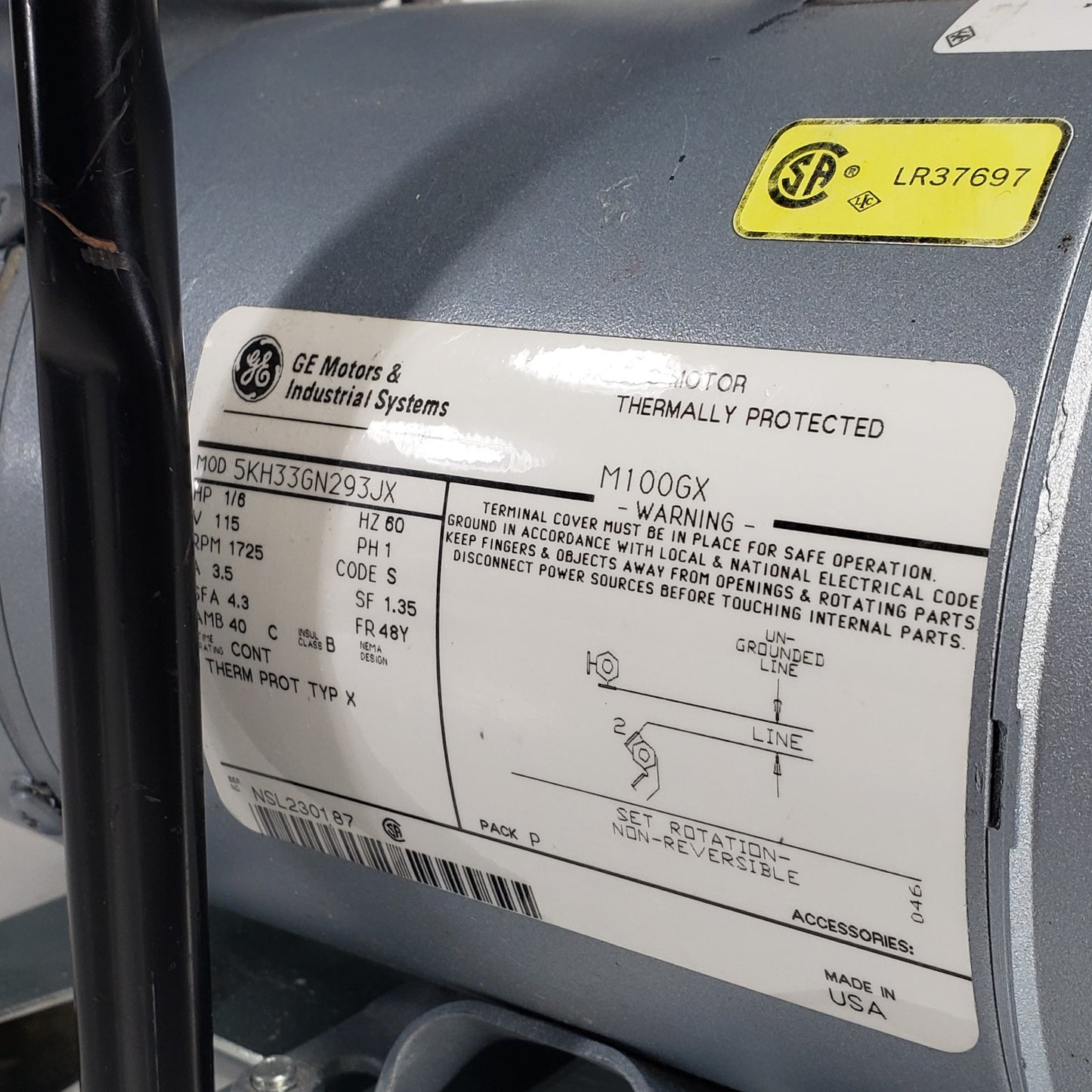 TESTED WORKS Gast 1HAB Piston Air Compressor 1/6HP M100GX GE 5KH33GN293JX