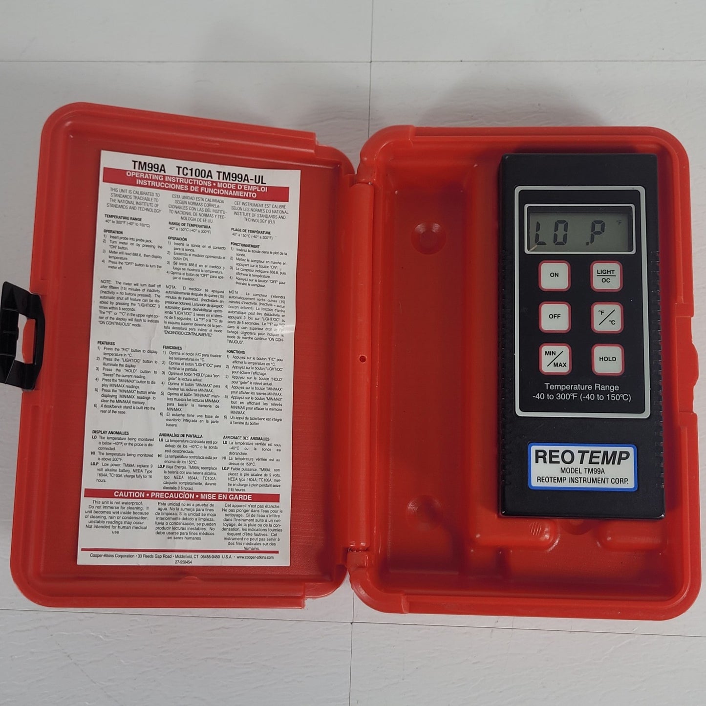 ReoTemp TM99A-UL Digital Thermometer -40° to 150°C Precision Temperature Monitor