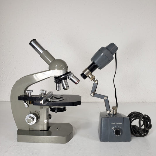 Tested Vintage Olympus Tokyo Monocular Microscope With Illuminator 10X 40X 100X