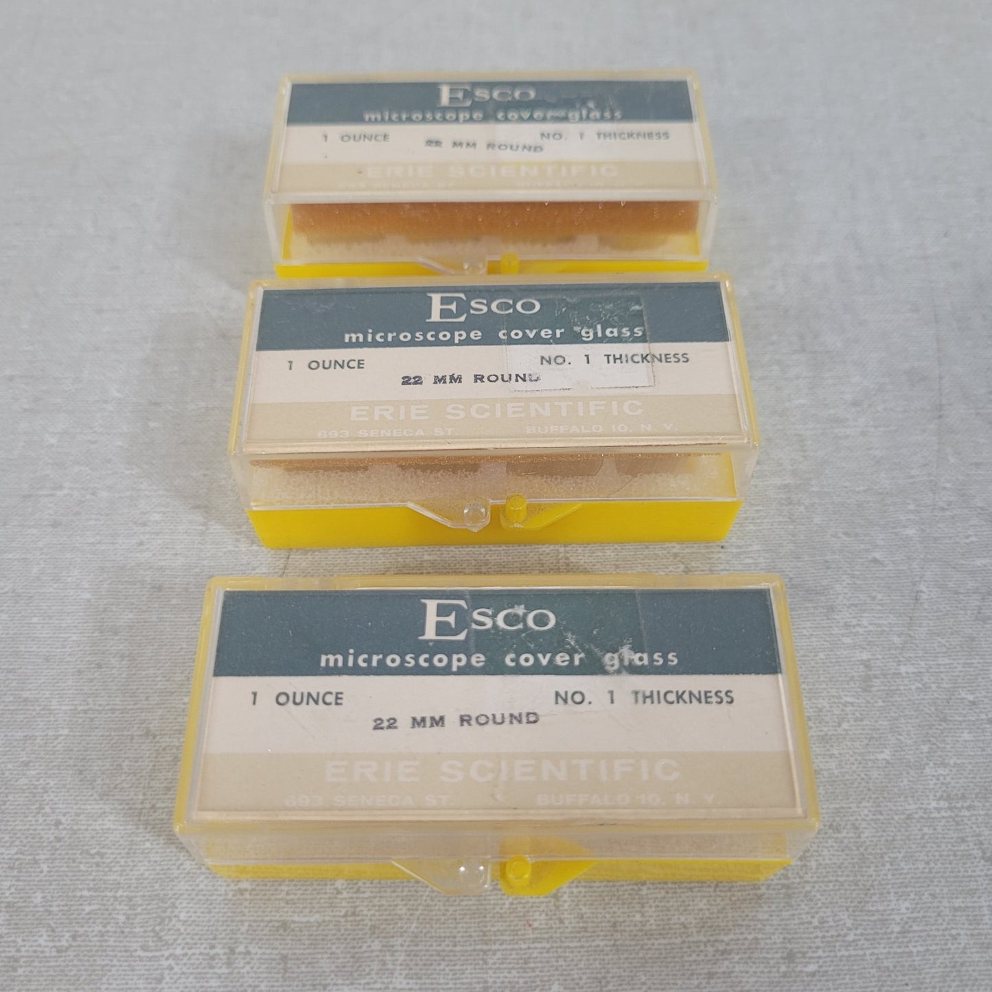 *Lot of 3* Esco Microscope Cover Glass 22mm Round 1 Ounce NO. 1 Thickness