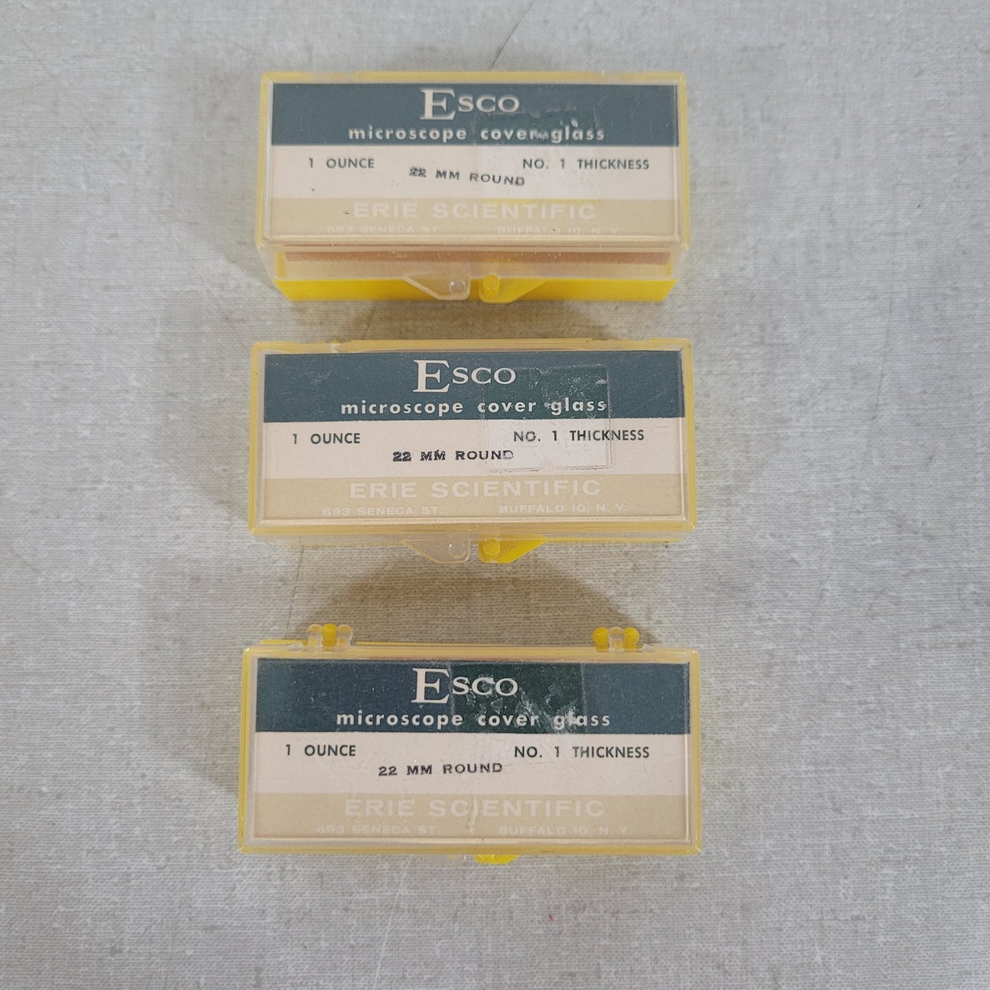 *Lot of 3* Esco Microscope Cover Glass 22mm Round 1 Ounce NO. 1 Thickness