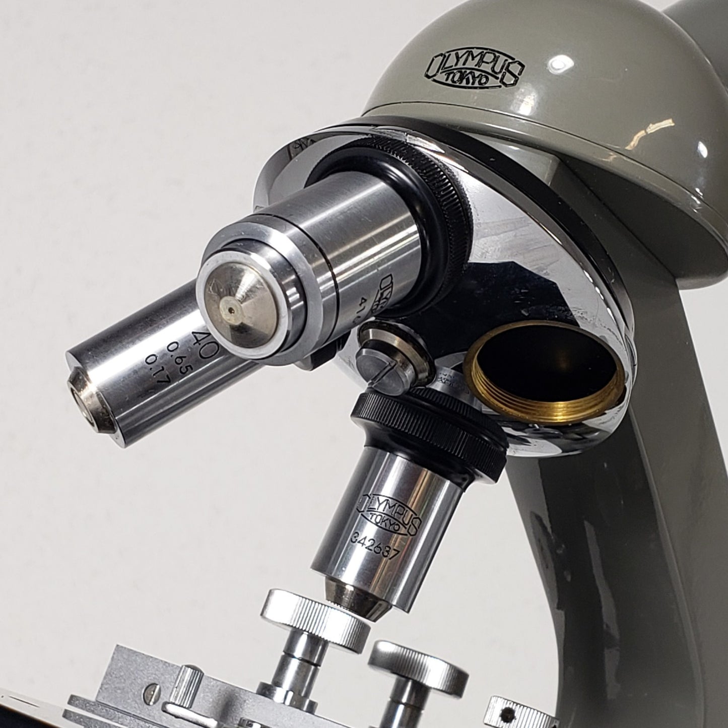 Tested Vintage Olympus Tokyo Monocular Microscope With 10X 40X 100X Objectives