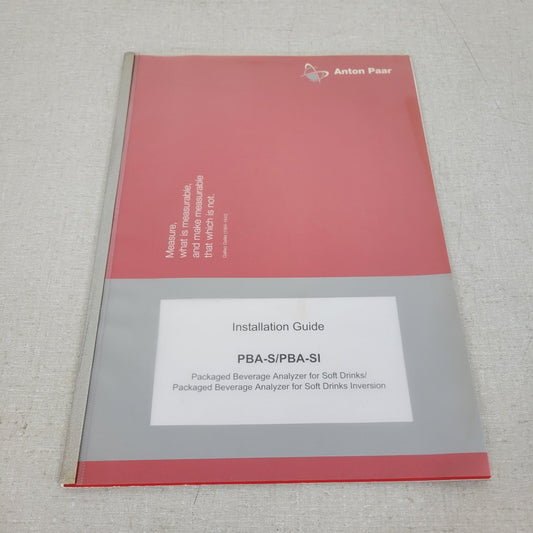 Anton Paar PBA-S/PBA-SI Packed Beverage Analyzer Installation Guide