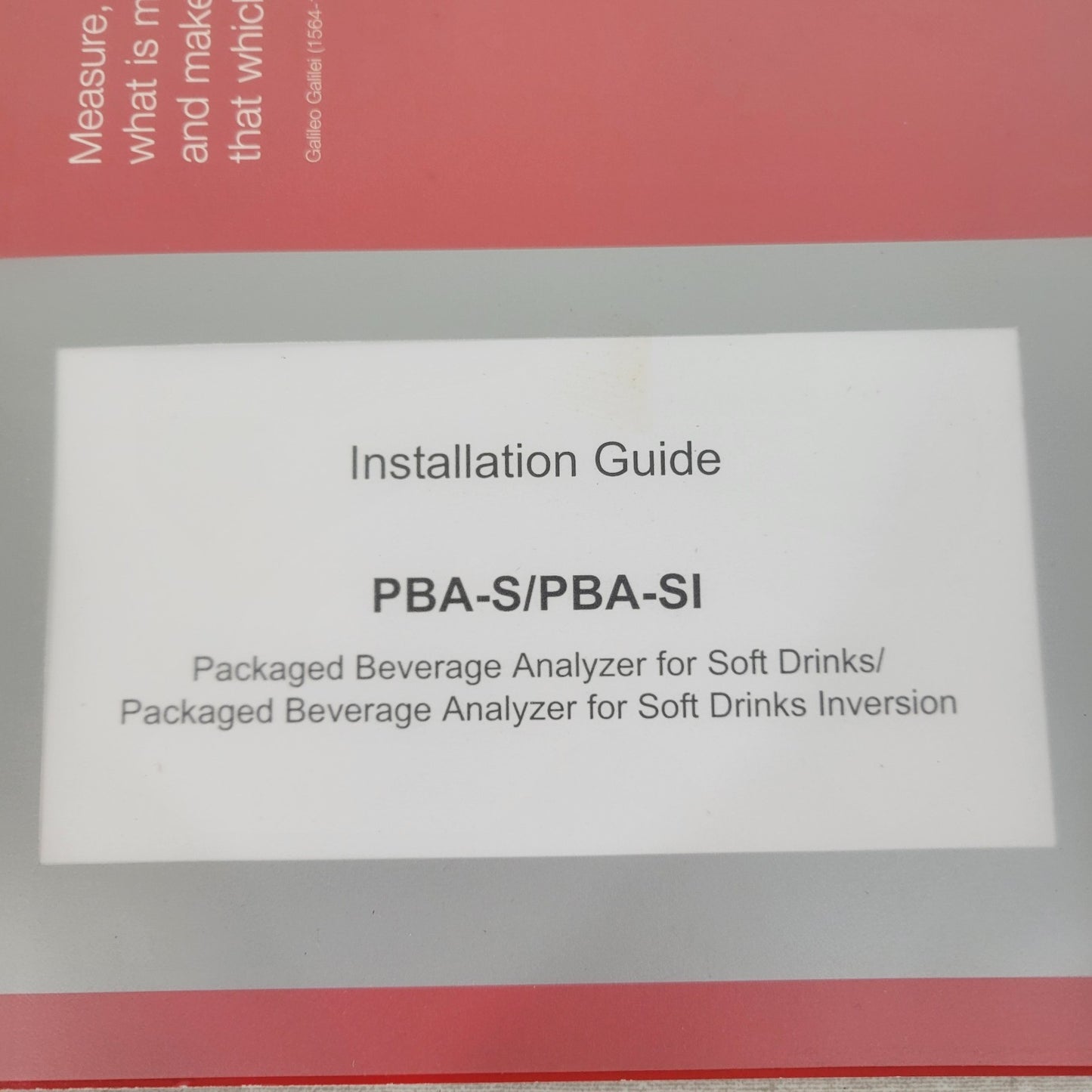 Anton Paar PBA-S/PBA-SI Packed Beverage Analyzer Installation Guide