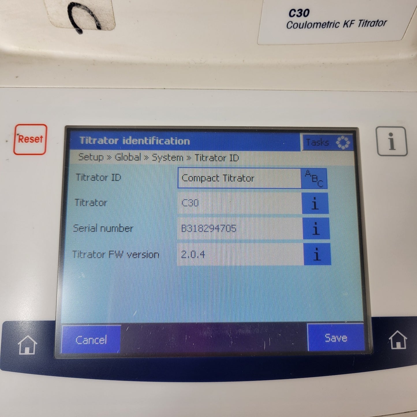TESTED WORKS Mettler Toledo C30 Compact Coulometric KF Titrator Data Log 24VDC