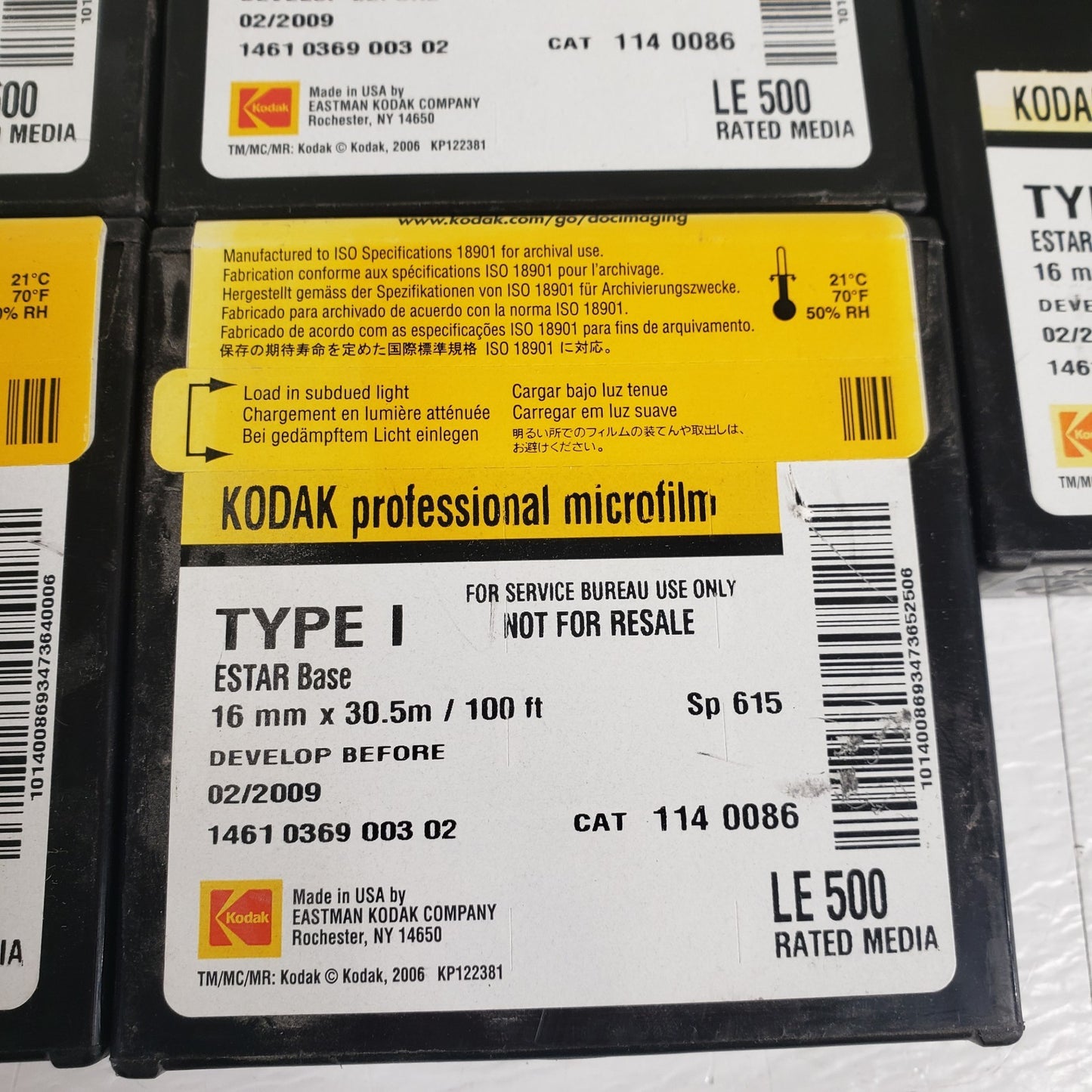 Lot of 5 Kodak Professional Microfilm Type 1 Estar Base 16mm X 30.5m 02/2009