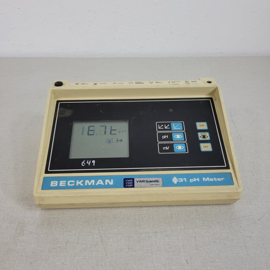 Beckman PHI 31 Precision Digital Display pH Meter Battery Powered 9V DC