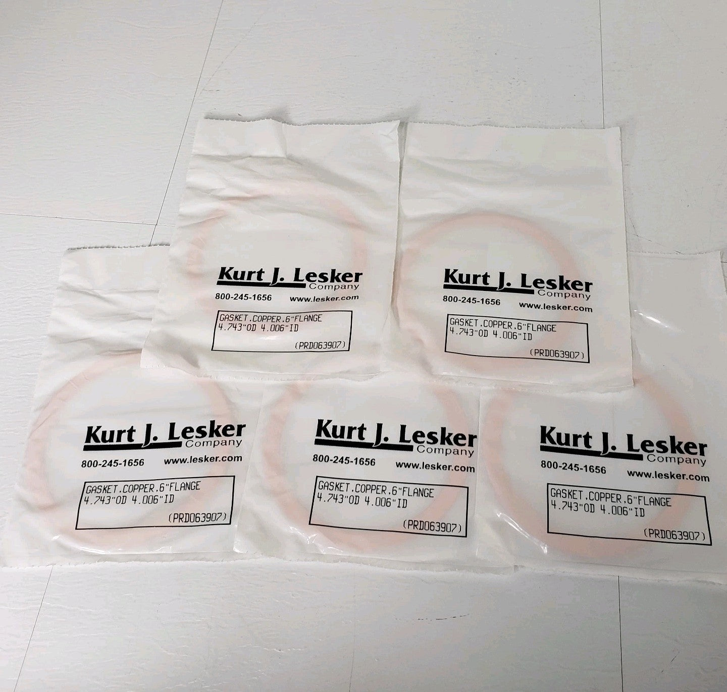 Kurt J. Lesker Lot of 5 GA-0600 6" CF DN100CF Conflat Copper Gasket High Vacuum