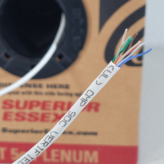 PRICE PER FOOT- Superior Essex (52-241-48) 4 Pair 24 AWG Cobra C5E+ CMP WH 1KPB