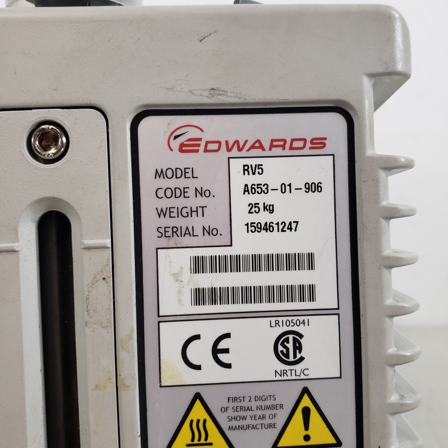 *TESTED to 6 mTorr* EDWARDS RV5 A653-01-906 Rotary Vane Vacuum Pump KF25 NW25