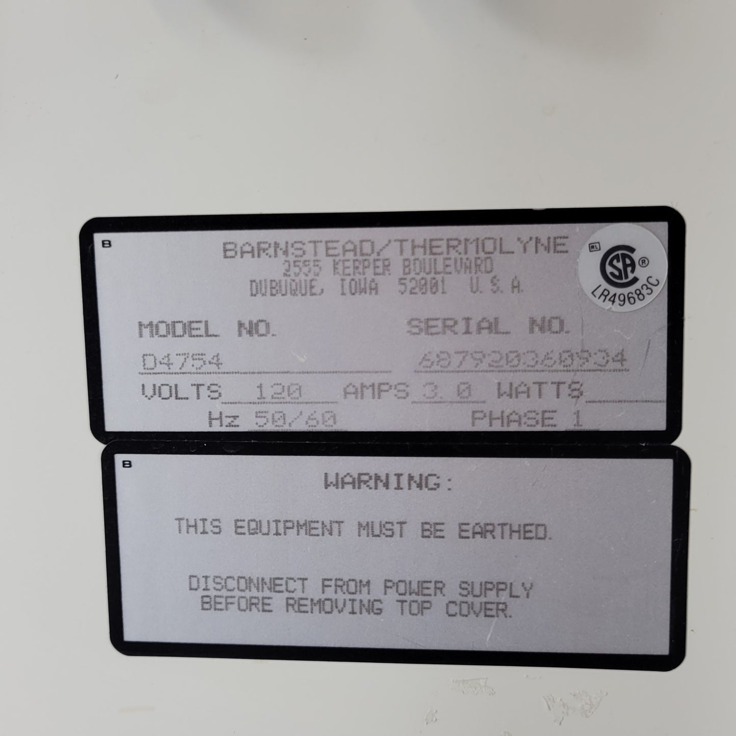 Barnstead Thermolyne D4754 Nanopure Ultrapure Water System 4 Filter Type 1 Water