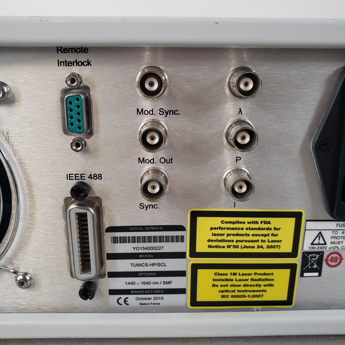 TESTED Yenista Tunics T100S-HP/SCL 1440-1640nm Infrared Precision Tunable Laser