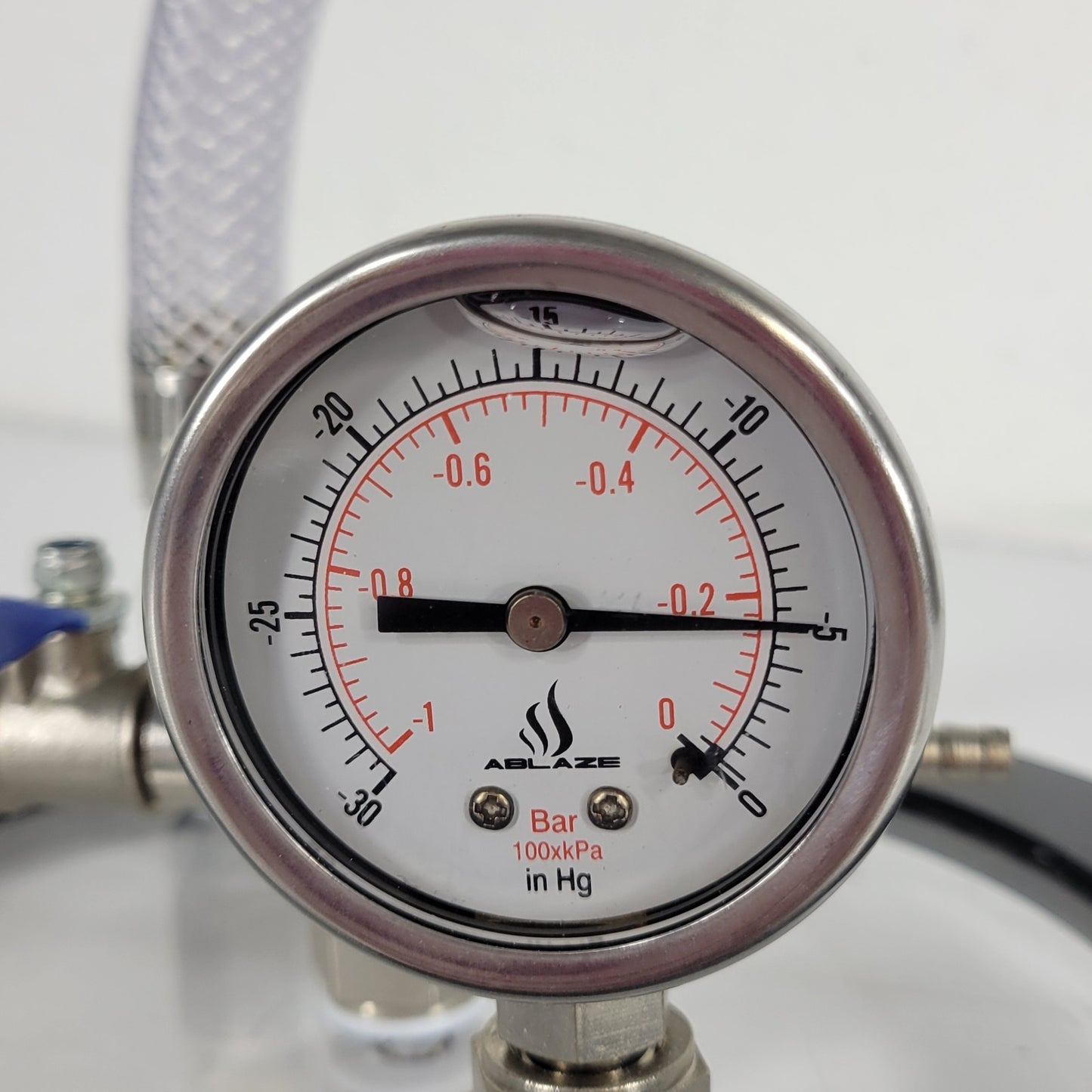 Vacuum Chamber Acrylic Lid 8-3/4" Diameter 1/4" Air Fitting Vac Pressure Gauge