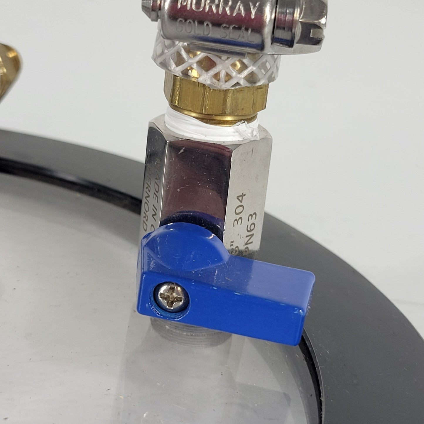 Vacuum Chamber Acrylic Lid 8-3/4" Diameter 1/4" Air Fitting Vac Pressure Gauge