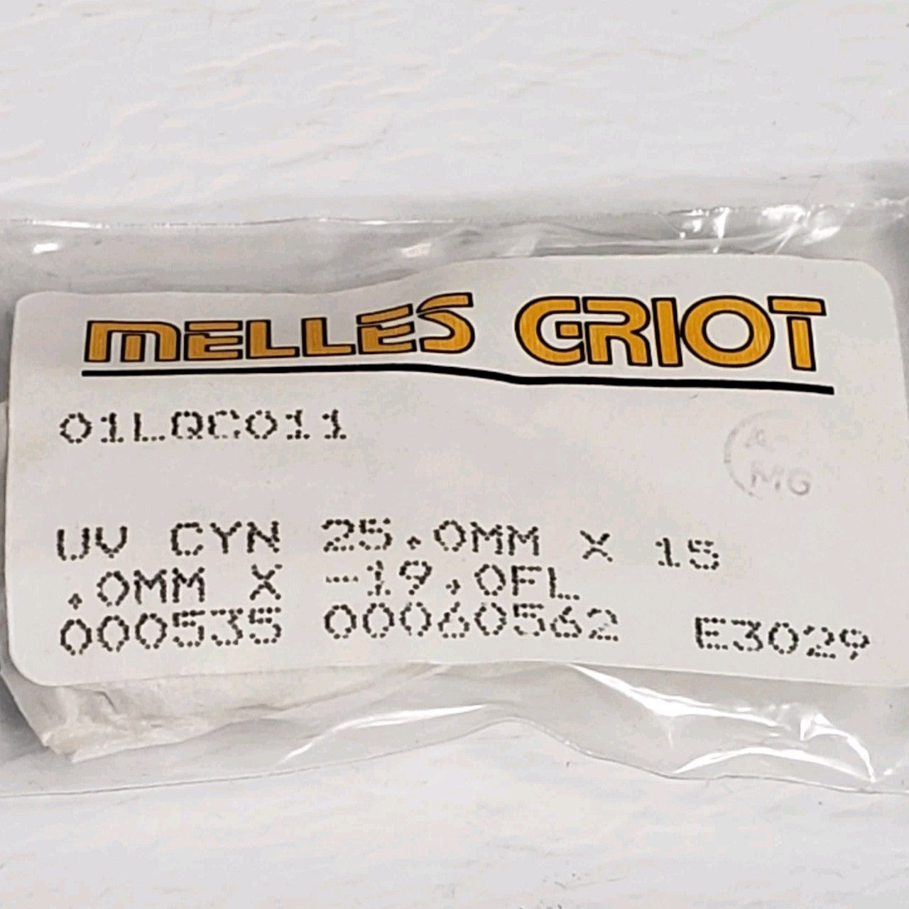 Melles Griot 01LQC011 Optical Glass Convex Lens UV CYN 25mm X 15mm X -19FL Rect
