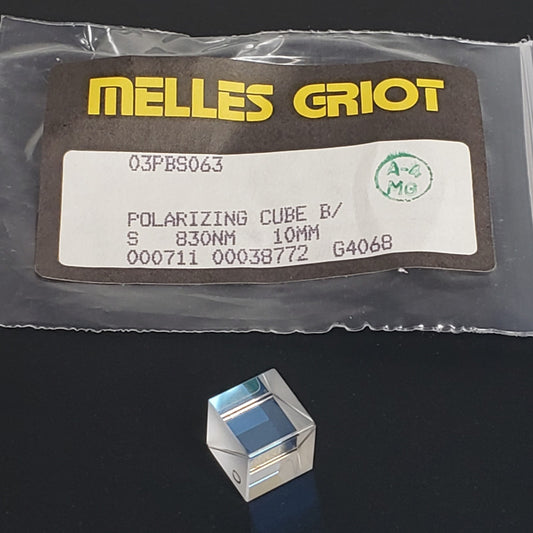 Melles Griot 03PBS063 Polarizing Beamsplitter Cube B/S 830nm 10mm