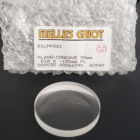 Melles Griot 01LPK061 Plano Concave 50mm Dia x -150mmFL For Optical Applications