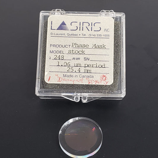 Lasiris Stock Phase Mask 248nm wavelengths 1.06um Period 25.4mm Dia Optical Lens