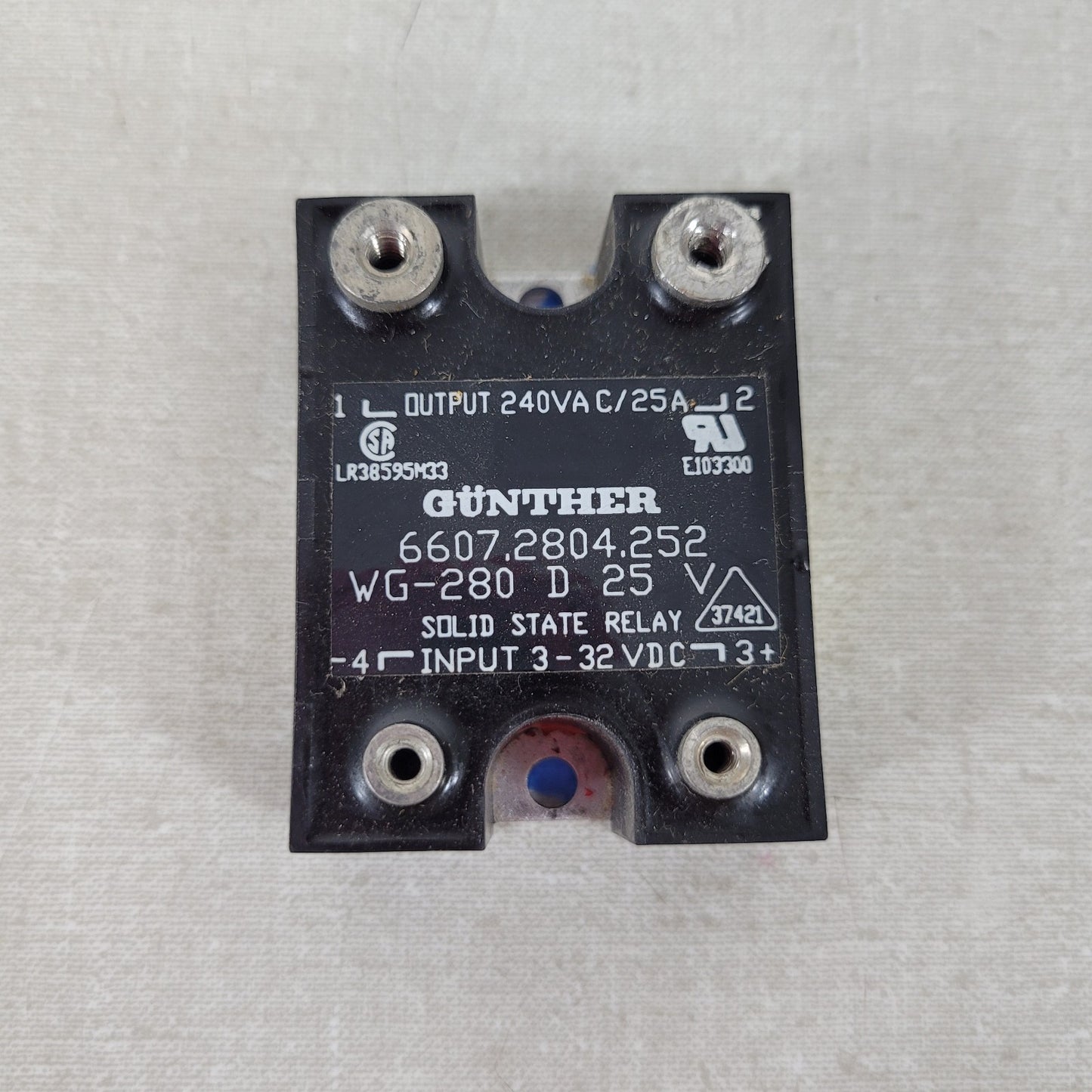 Gunther WG-280 D 25 V Solid State Relay Output 240VAC Input 3-32DC 6607.2804.252