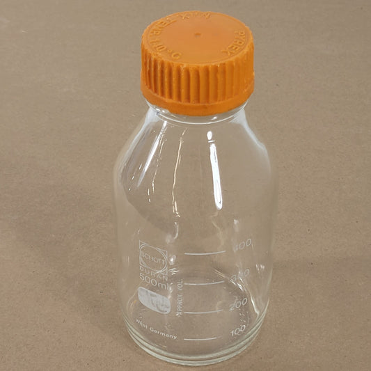 Pyrex Schott Duran 500mL Glass Reagent Bottle Vessel Laboratory 140° Max Temp