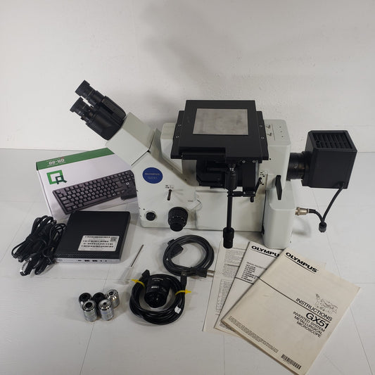 TESTED Olympus GX51 Inverted Metallurgical Microscope 5 Objectives, Camera, PC