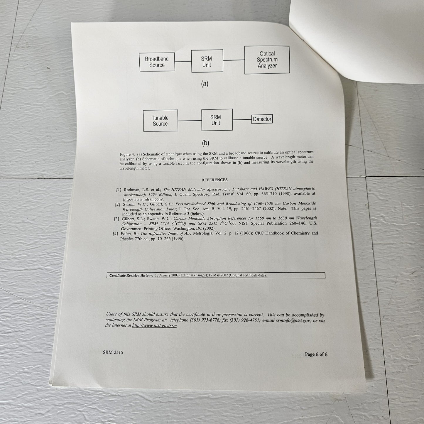 NIST SRM-2515 Wavelength Calibration Reference 1595-1630nm Carbon Monoxide Lines