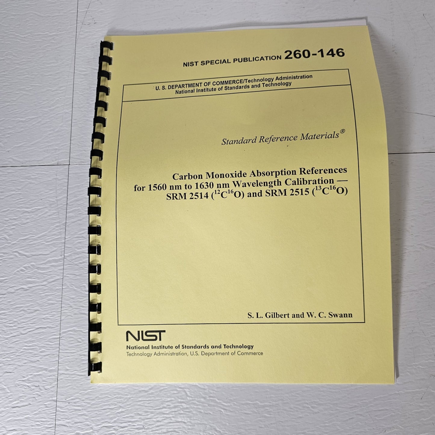 NIST SRM-2515 Wavelength Calibration Reference 1595-1630nm Carbon Monoxide Lines