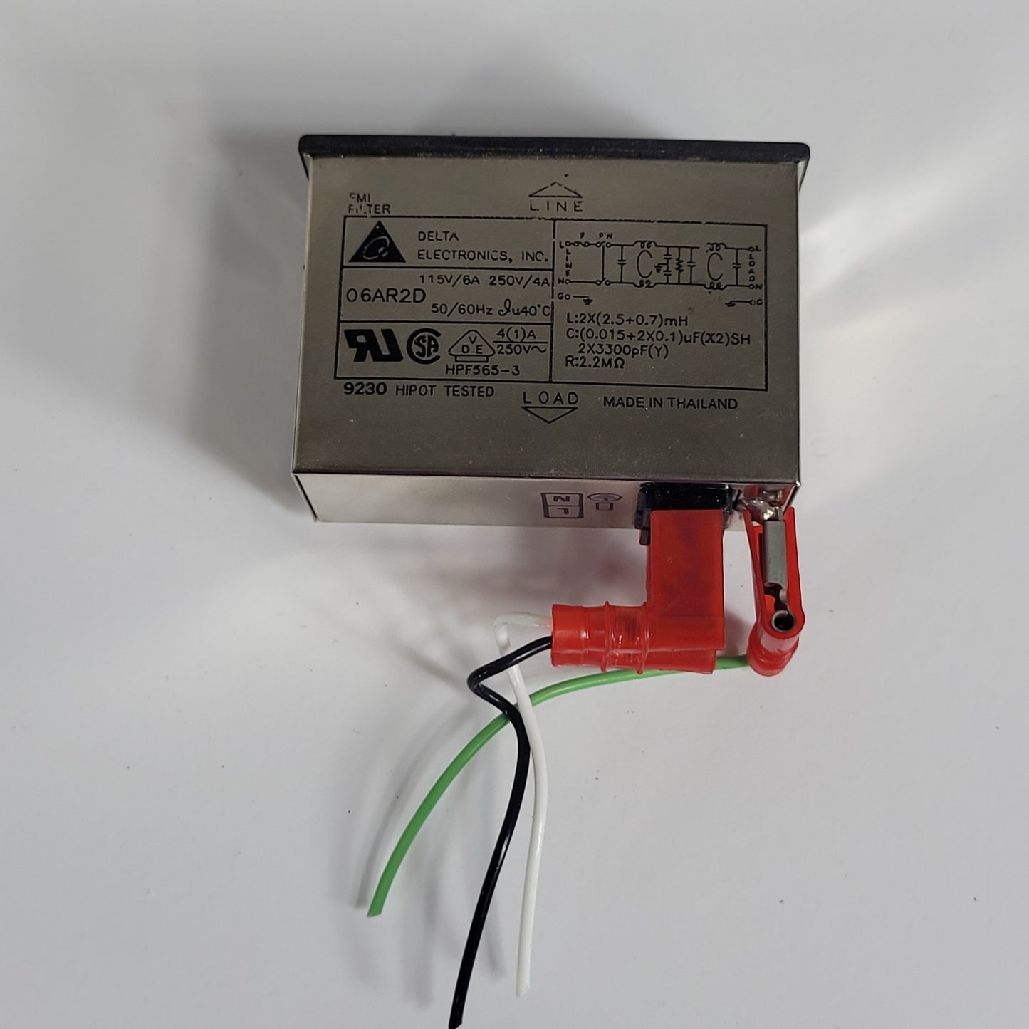 Delta 06AR2D Power Entry Receptacle Module Male Blades IEC 320-C14 Panel Mount