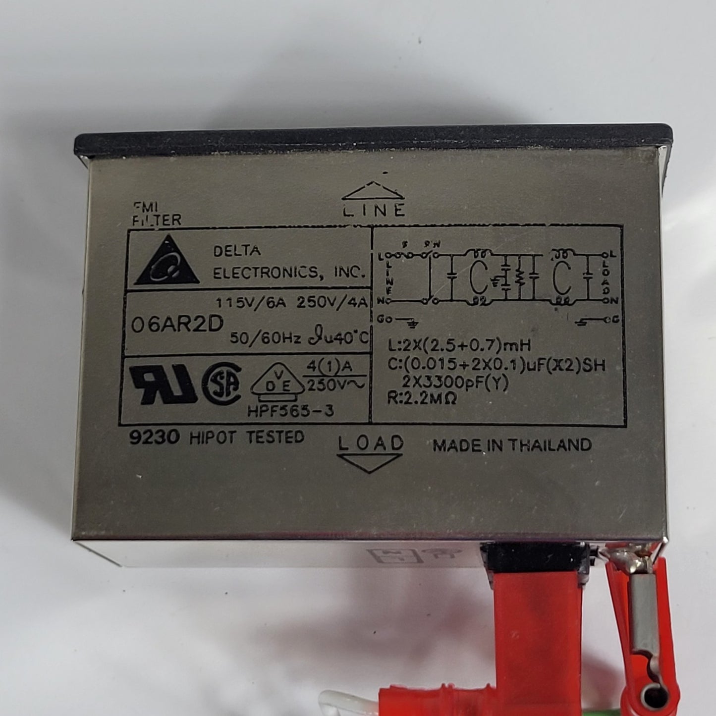 Delta 06AR2D Power Entry Receptacle Module Male Blades IEC 320-C14 Panel Mount