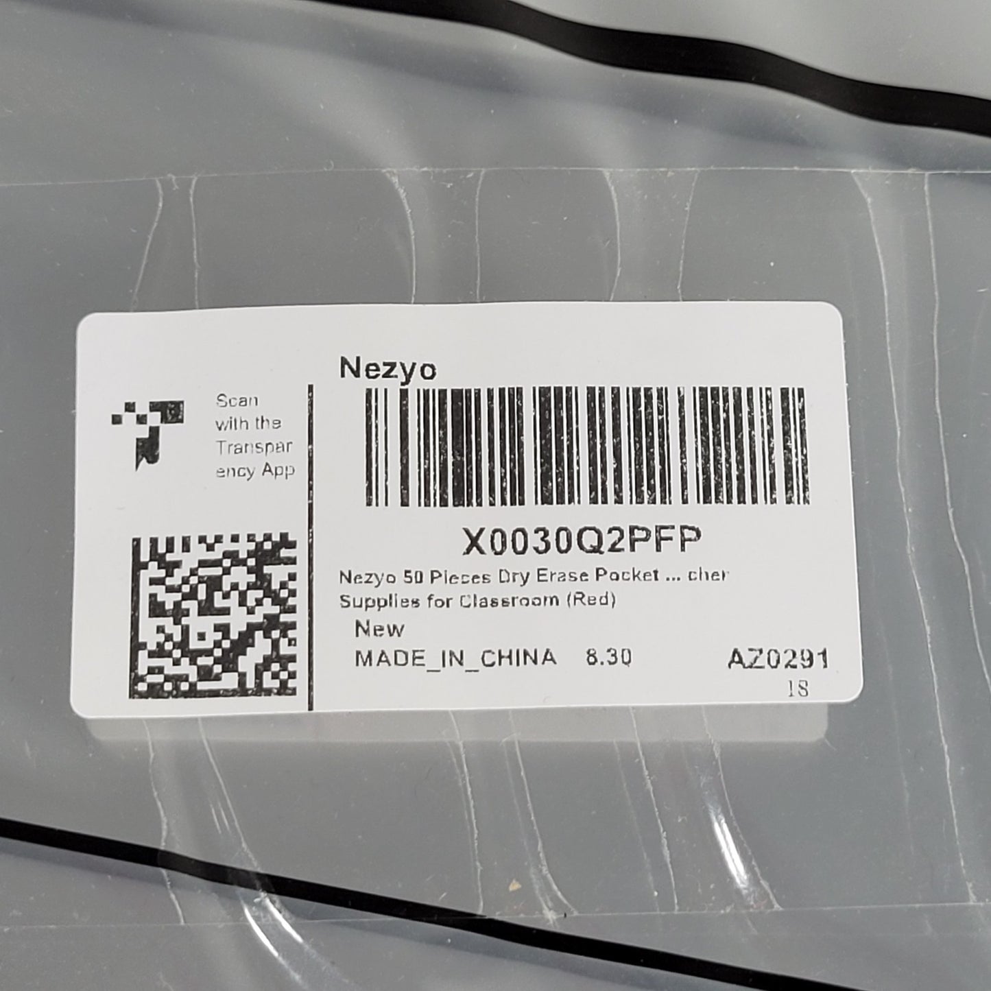 Nezyo X0030Q2PFP 50 Lot of Dry Erase Clear Sleeve Plastic Packets w/ Pen Holder