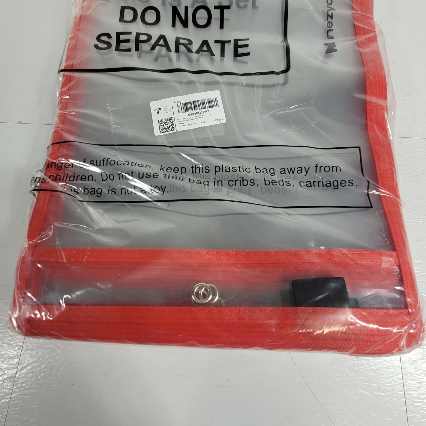 Nezyo X0030Q2PFP 50 Lot of Dry Erase Clear Sleeve Plastic Packets w/ Pen Holder