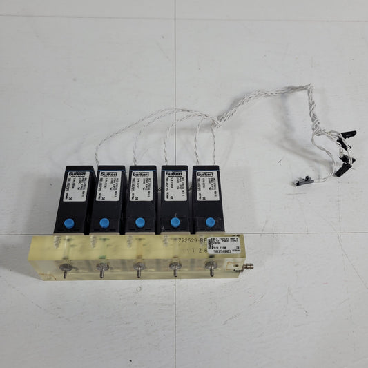 Burkert 722535 UC8MM 5 Station NC Solenoid Valve Manifold 24VDC 5W 43psi 178334