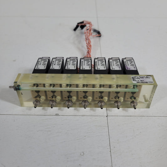 Burkert 627378 UC8MM 7 Station NC Solenoid Valve Manifold 24VDC 3W 43psi Max