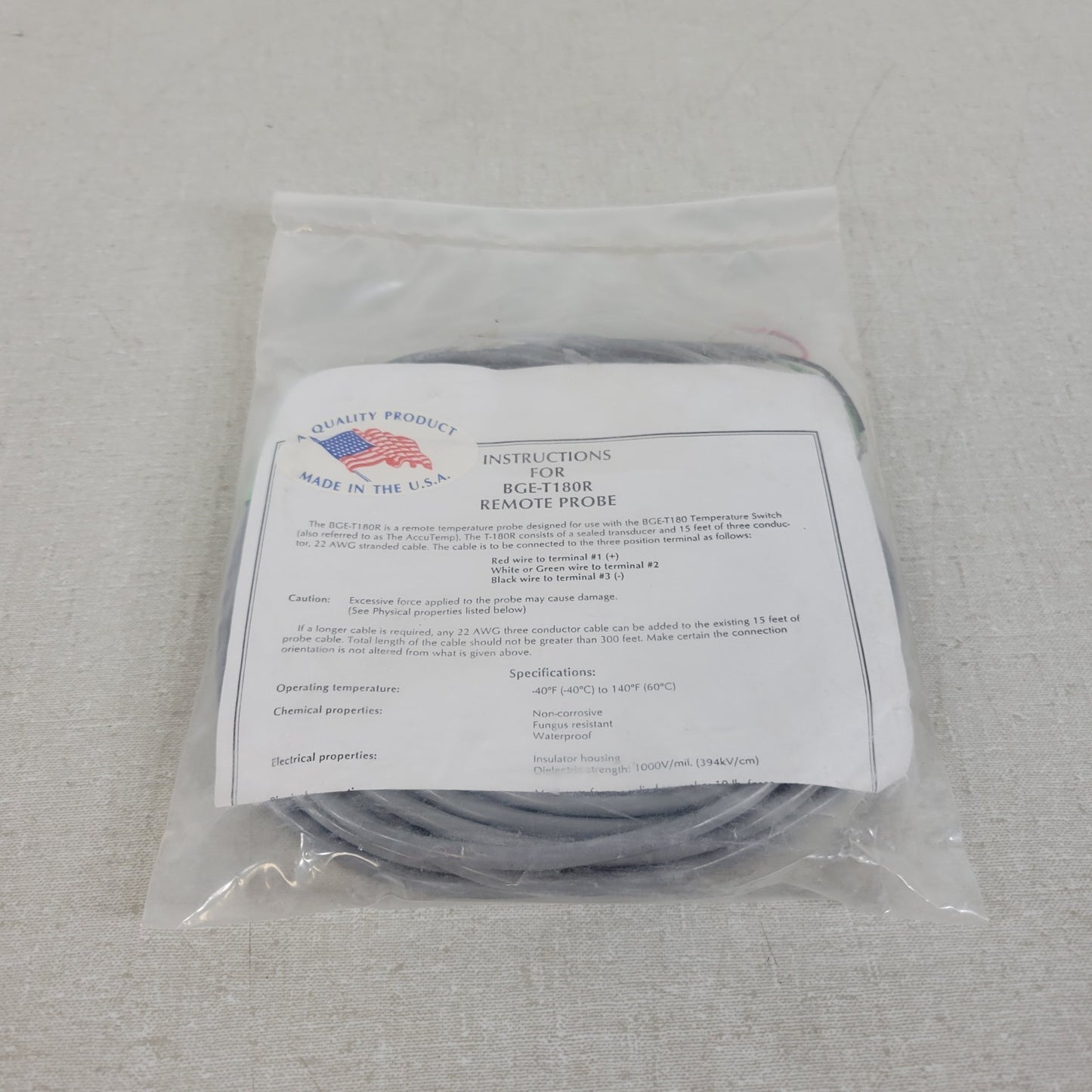 Blue Grass Electronics BGE-T180R Remote Temperature Sensor Probe