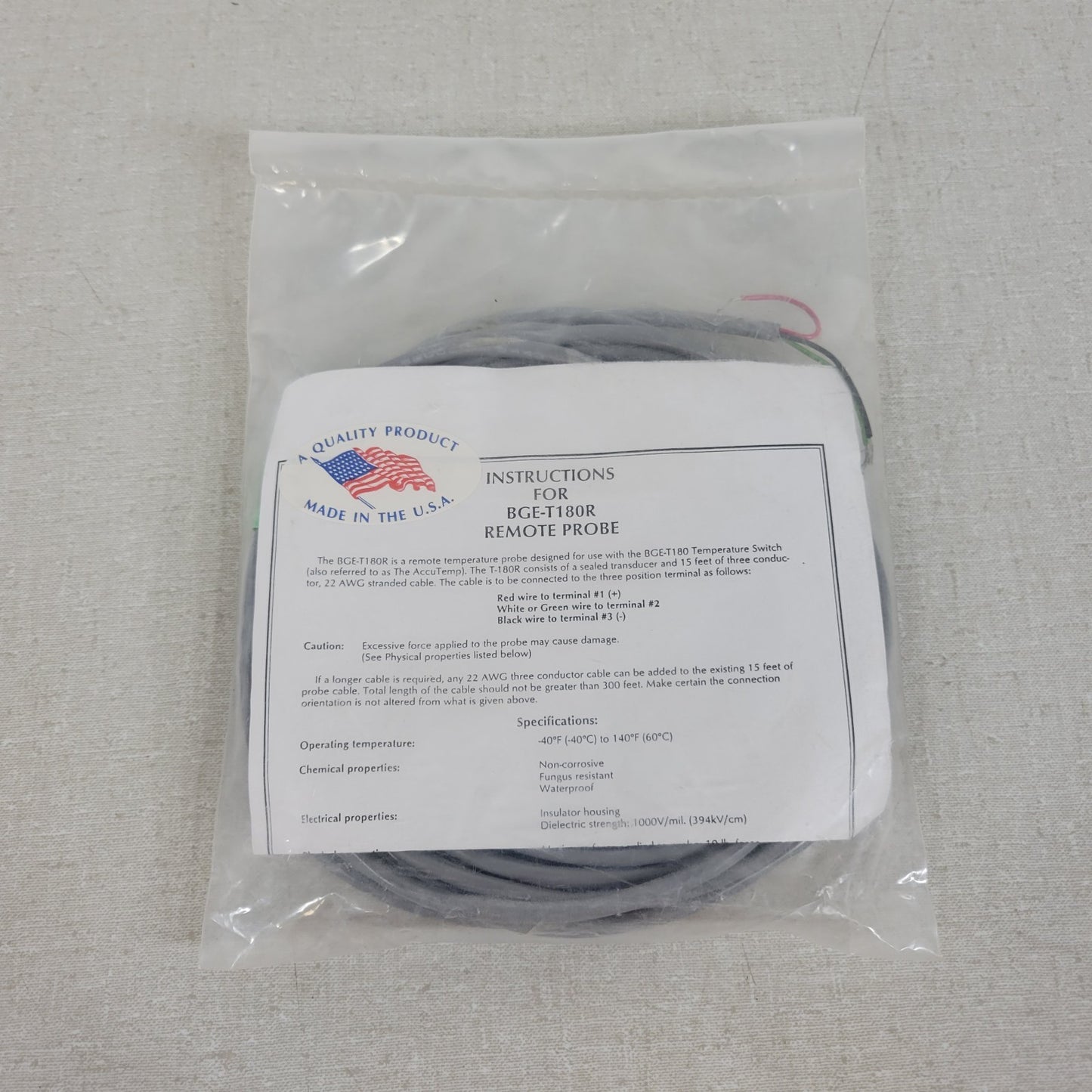 Blue Grass Electronics BGE-T180R Remote Temperature Sensor Probe