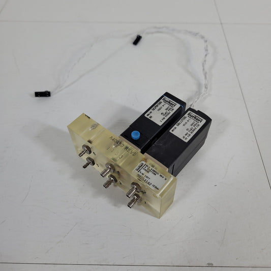 Burkert A40455 2 Station Solenoid Valve Manifold 24VDC 5W 43psi Max NC Operation