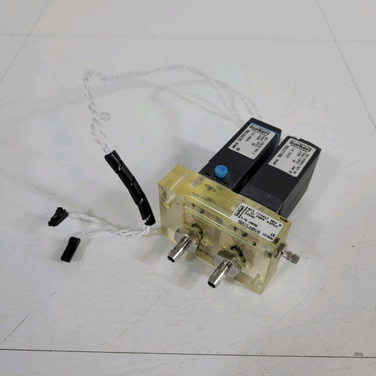 Burkert 774457 2 Station Solenoid Valve Manifold 24VDC 5W 43psi Max NC Operation