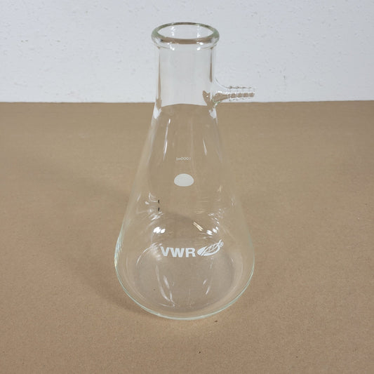 VWR 1000mL 1L Borosilicate Glass Filtering Flask w/ Sidearm Hose Connection