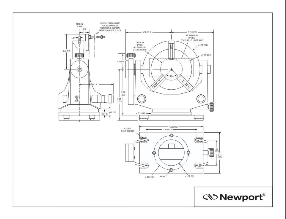 NEWPORT SL8ABD Gimbal Optical Mount 3.15" OD 80mm, 2 BD Differential Micrometers