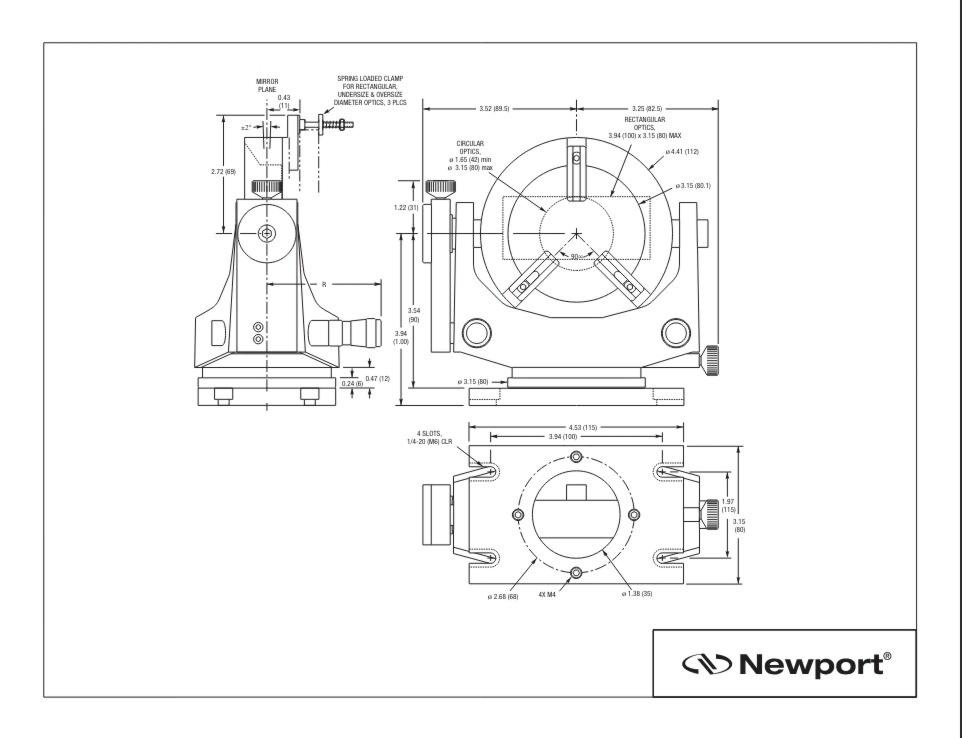Newport SL8ABD Gimbal Optical Mount 3.15" OD 80mm, 2 BD Differential Micrometers