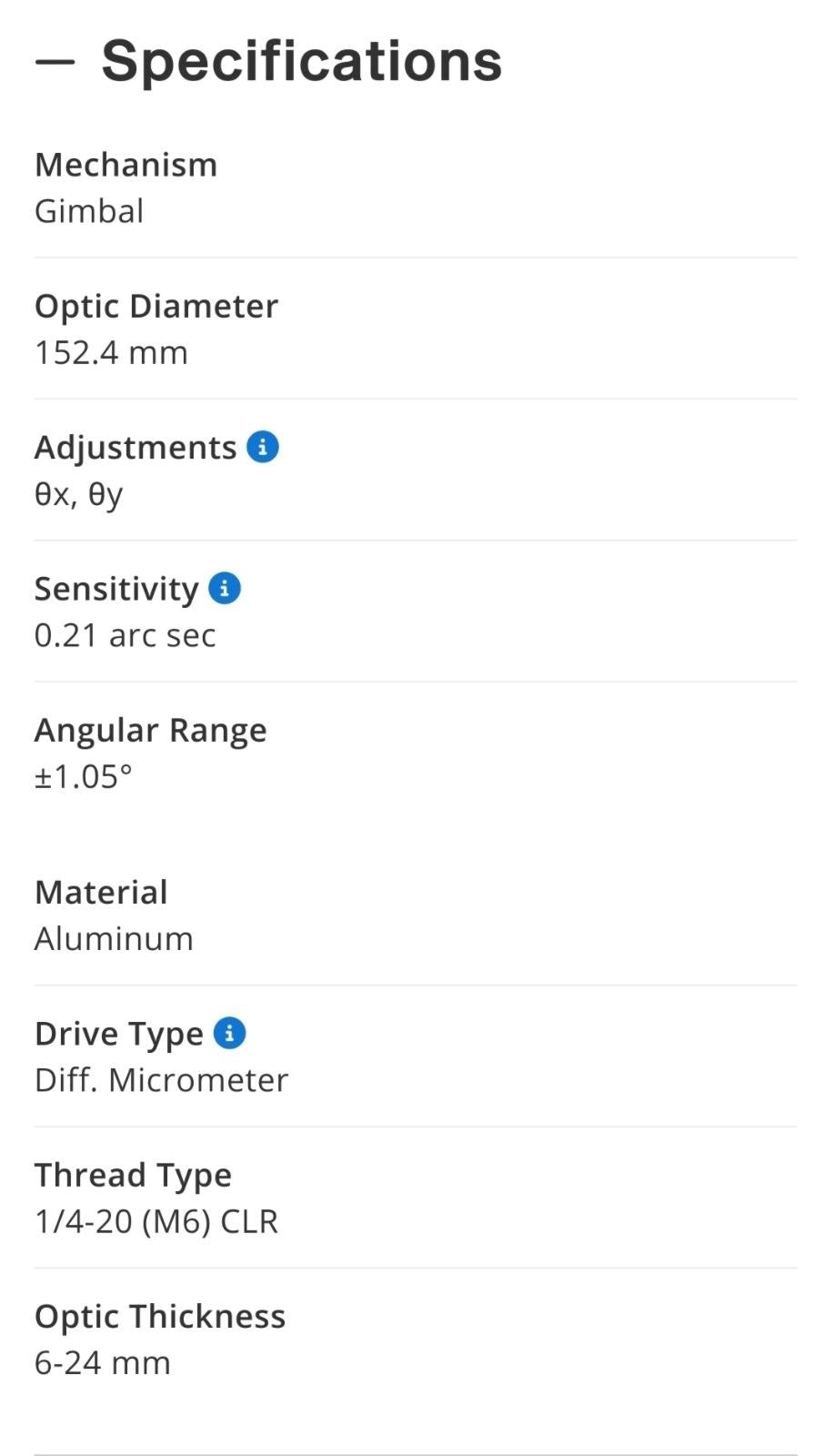 Newport SL15ABD Gimbal Optical Mount 6" Diameter 2 BD Differential Micrometers