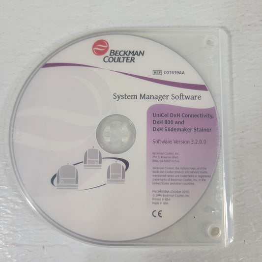 Beckman Coulter C01839AA UniCel Connectivity DxH 800 Slidemaker Disk System Man