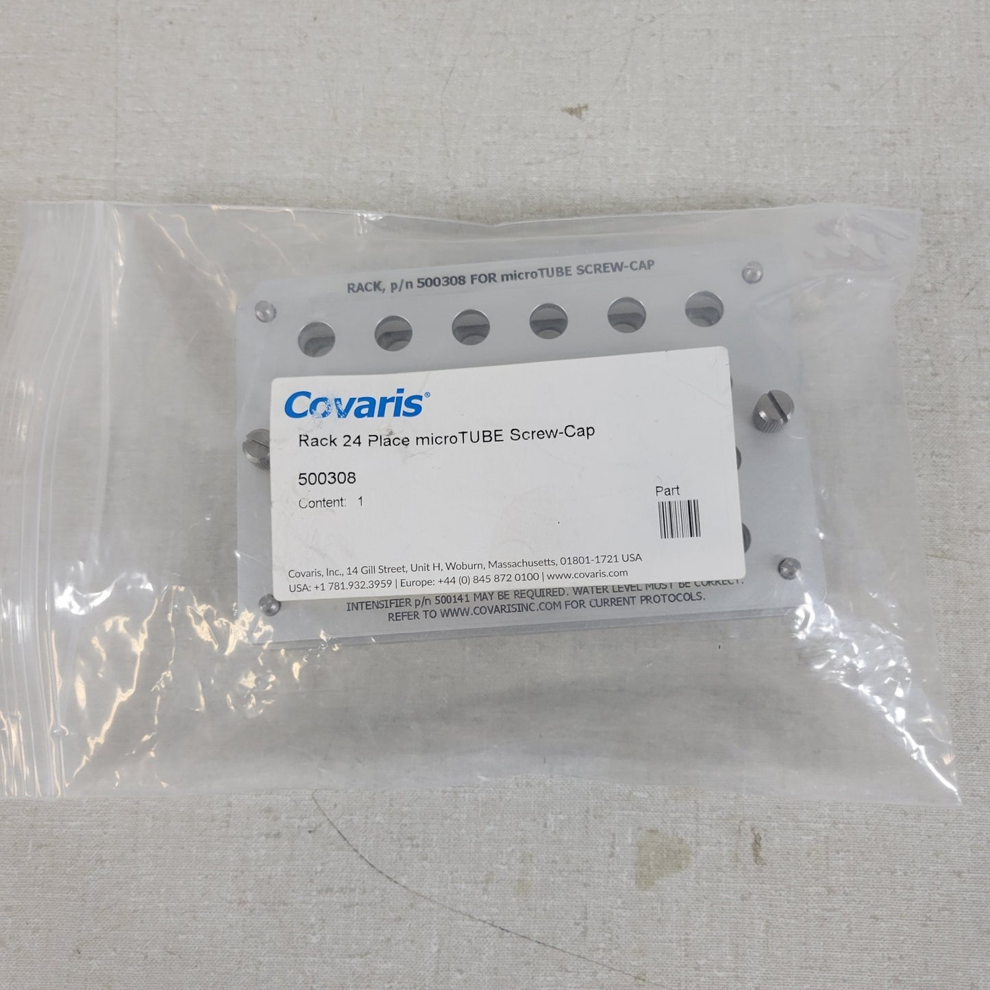 Covaris 500308 24 Place Rack For microTUBE Screw-Cap Vials Ultrasonicator Sonics