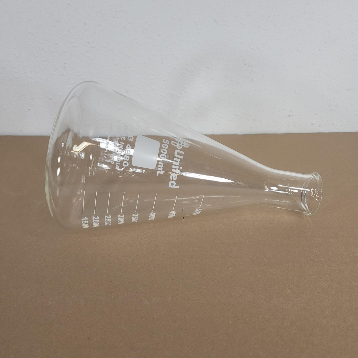 United Scientific FG4980-5000 5000mL 5L Borosilicate Glass Erlenmeyer Flask