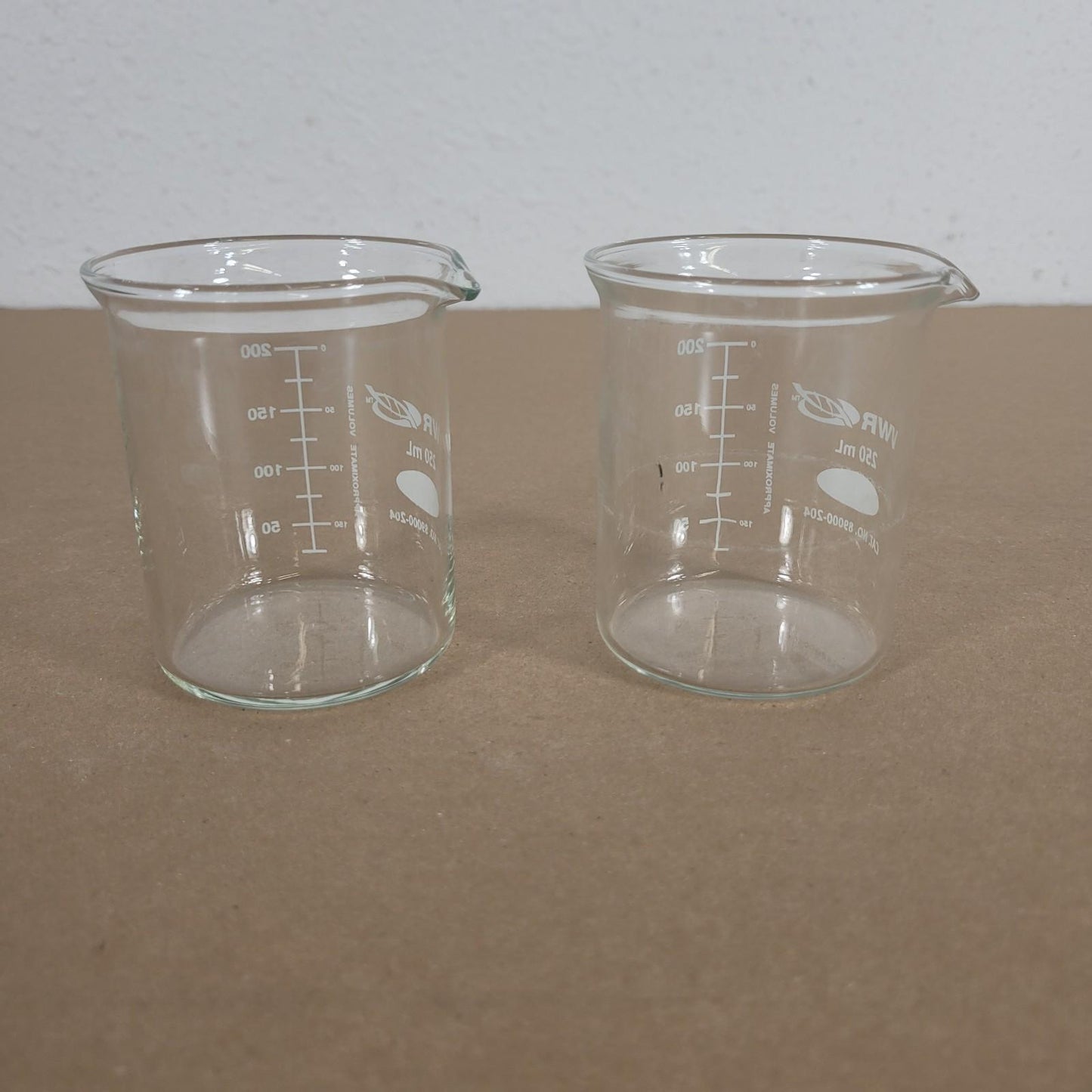 *Lot of 2* VWR 89000-204 250mL Borosilicate Glass Low Form Beaker