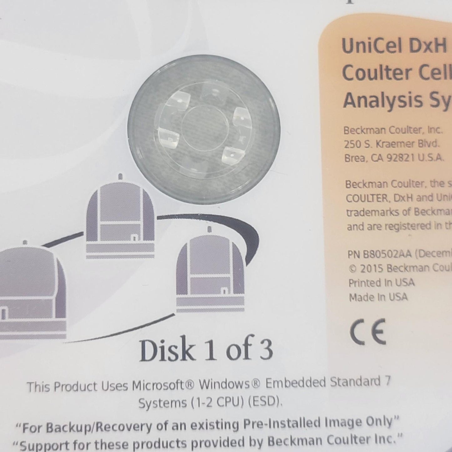 Beckman Coulter UniCel DxH Series Coulter Cellular Analysis System Disks 1, 2, 3