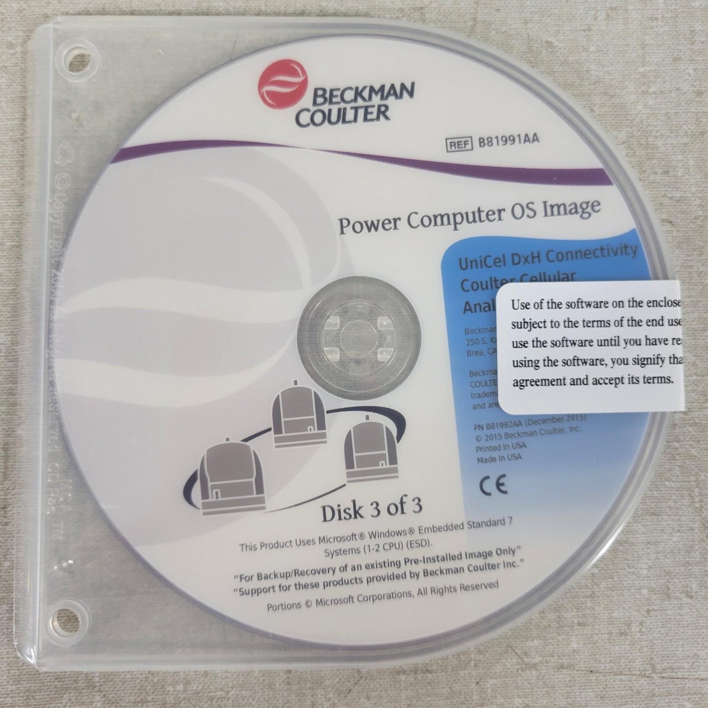 Beckman Coulter UniCel DxH Connectivity Coulter Cellular Analysis Disks 1,2,3