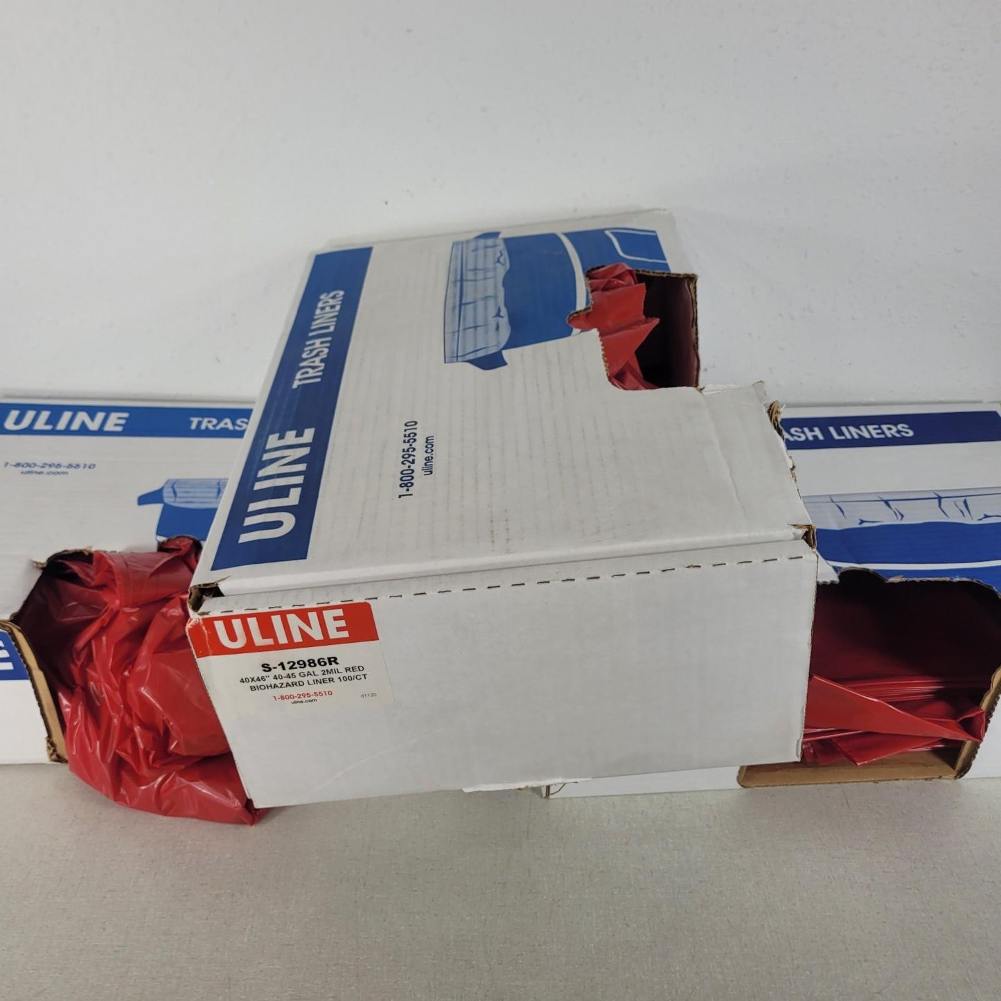 *Lot of Approximately 200* Uline S-12986R Red Biohazard Liners 40x46" 40-45GAL